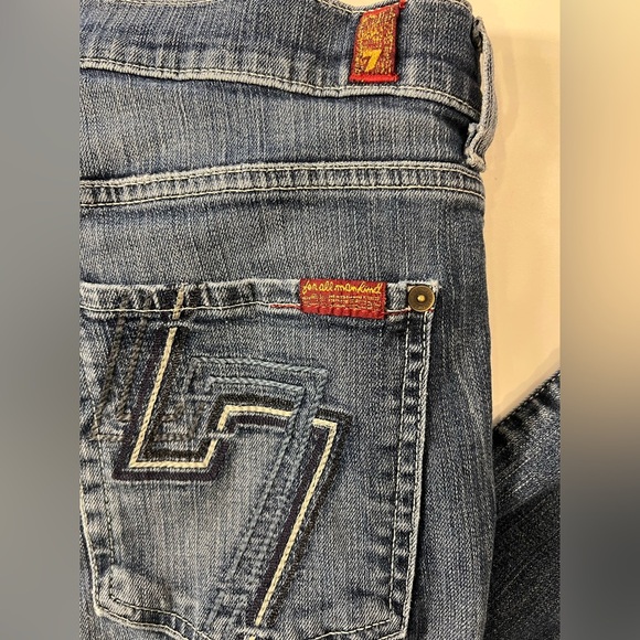 7 for all man kind reg33 Men's Blue Jeans embroidered pockets button fly lowrise - Picture 11 of 14
